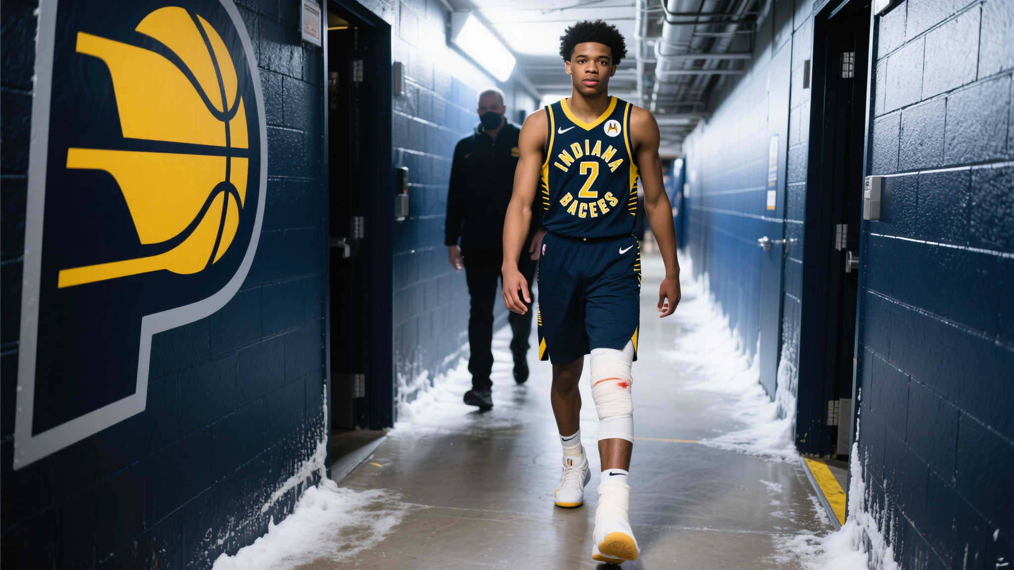 “哈利伯顿拄拐守候队友,真情拥抱体现团结精神” 作为印第安纳步行者的核心后卫,泰瑞斯·哈利伯顿一直